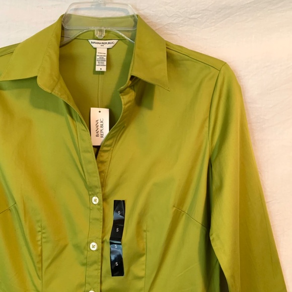 Banana Republic V-Neck Stretch Cotton Button Up Blouse Size Small - Picture 3 of 8